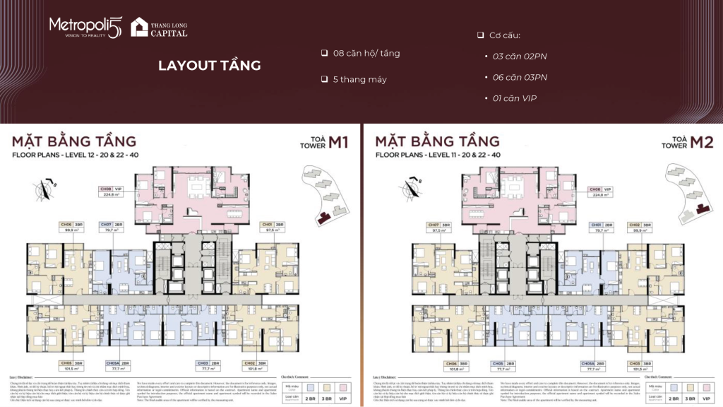 Trang Chu Mặt Bằng Tòa M1 M2 Tầng 11-20 & 22-40 Metropoli 5 Nam An Khánh